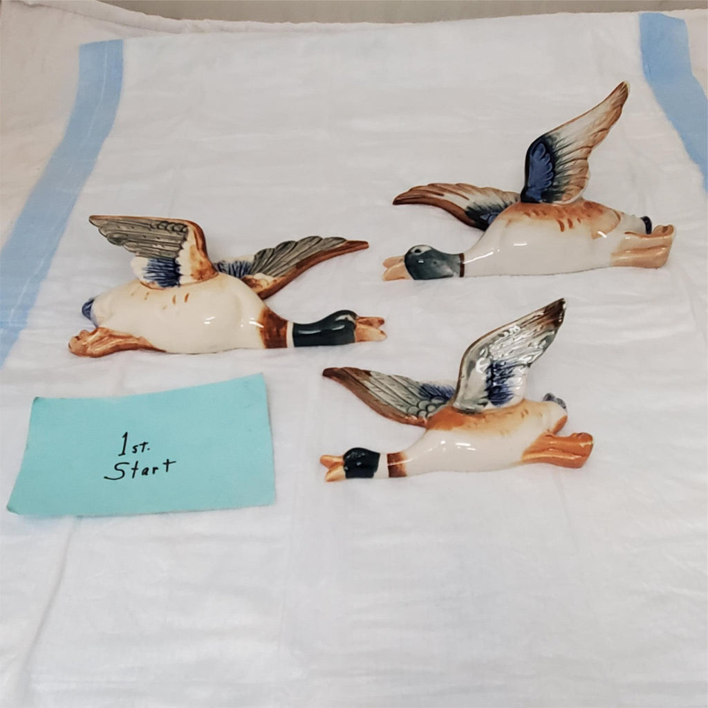 Vintage Lot of 3 Flying Duck Wall Ornaments