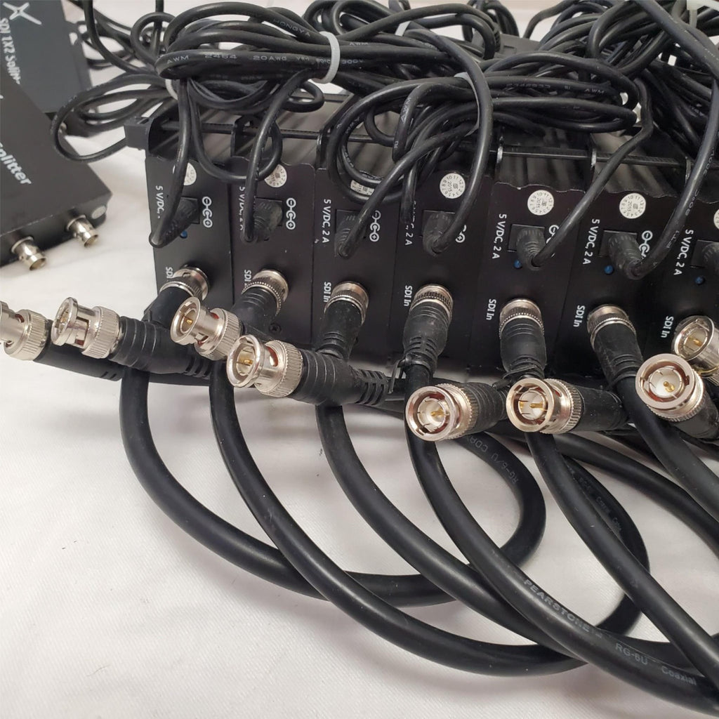 Large Lot of SDI 1x2 Splitter Boxes and Cables