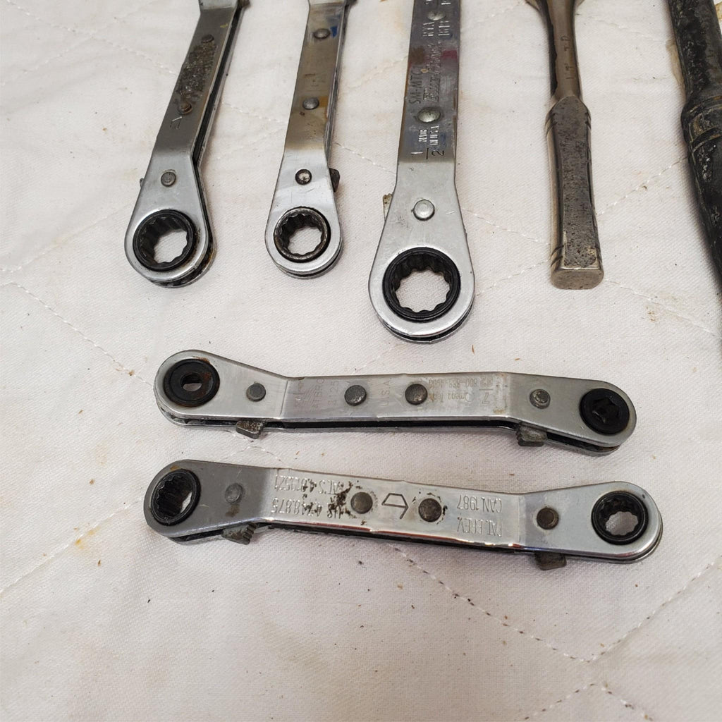 Lot of 7 Double Box End Reversible Ratchet Wrenches & Drive Ratchet Set LOT-894
