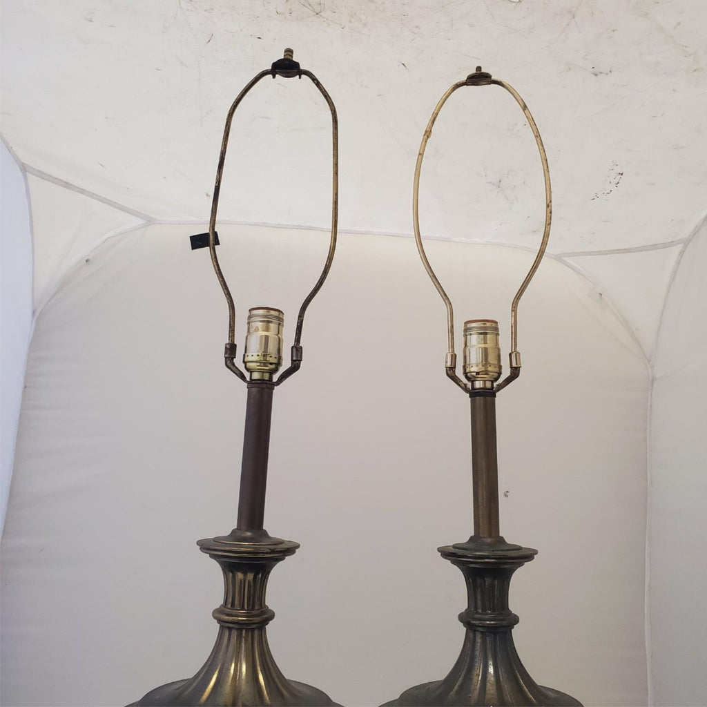Lot of 2 Vintage Brass Urn Trophy Portable Table Lamp T