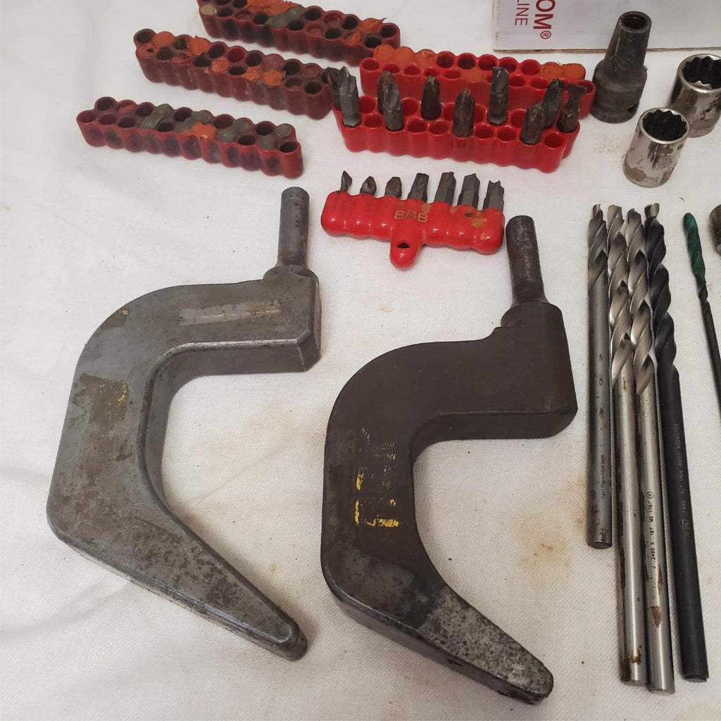 Mixed Lot of Metalworking Tools with Clamps Drill Bits & Socket Adapters LOT-787