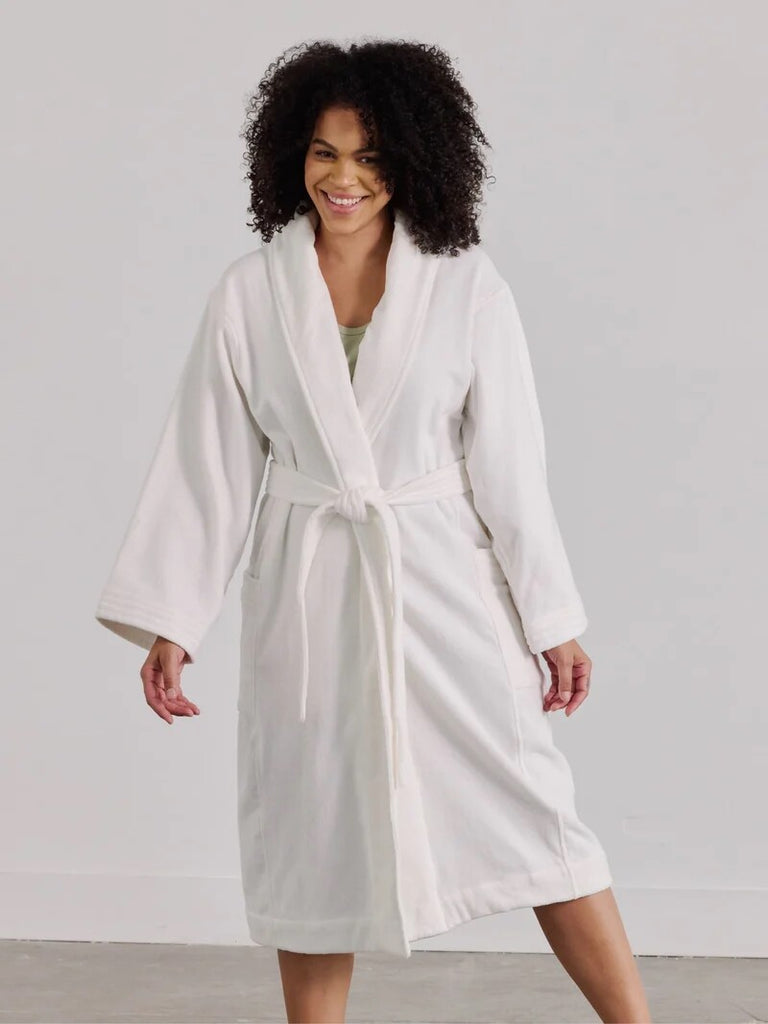 Avocado Organic French Terry Robe White Color Size Large $119