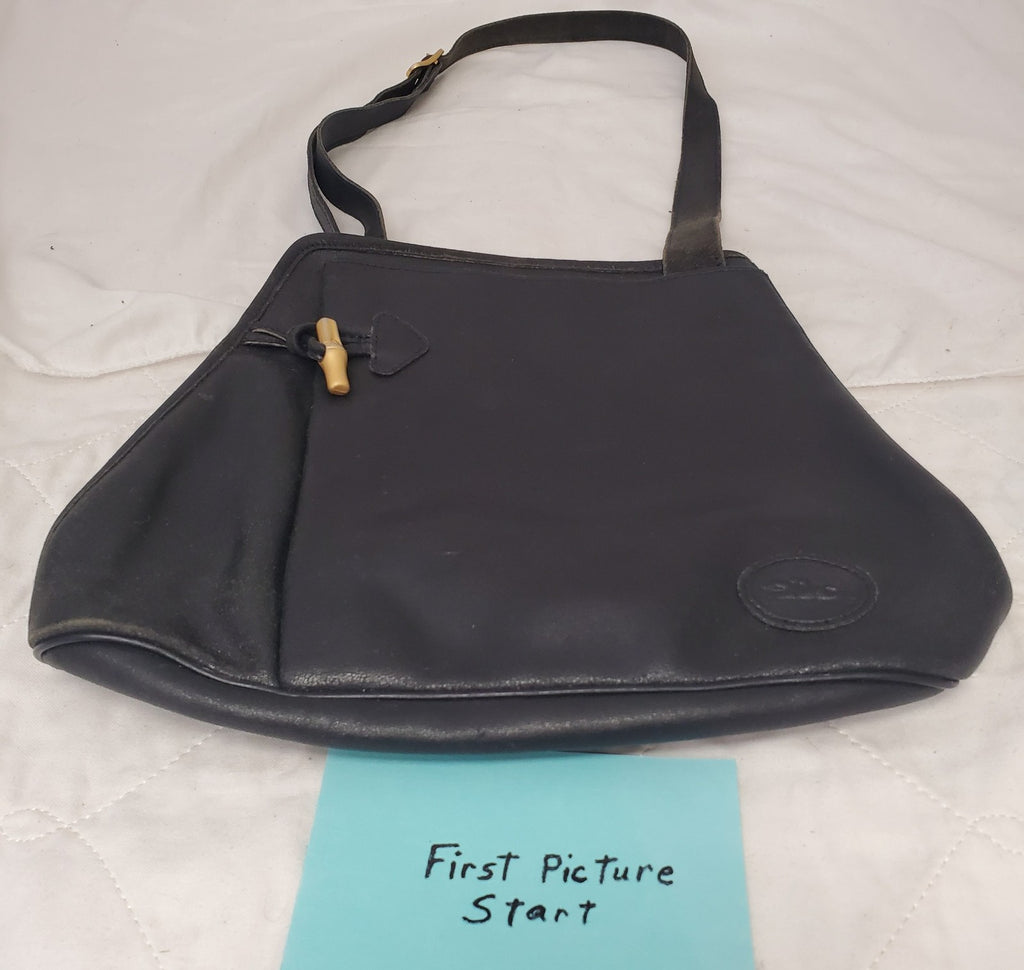 Longchamp Paris Black Leather Shoulder Bag