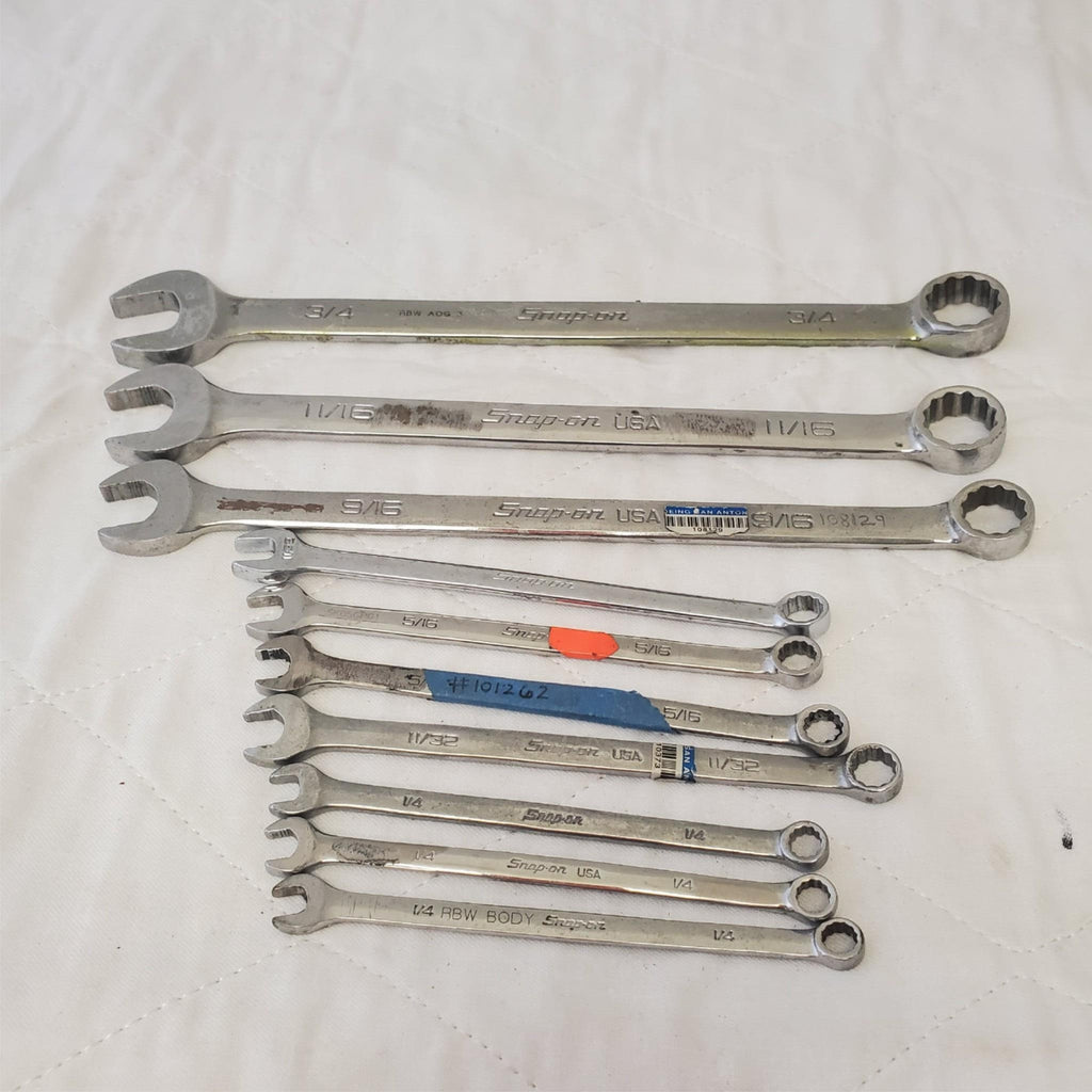 Snap On Tools 10 Pc SAE 12 Point Combination Wrench Set - Lot 406