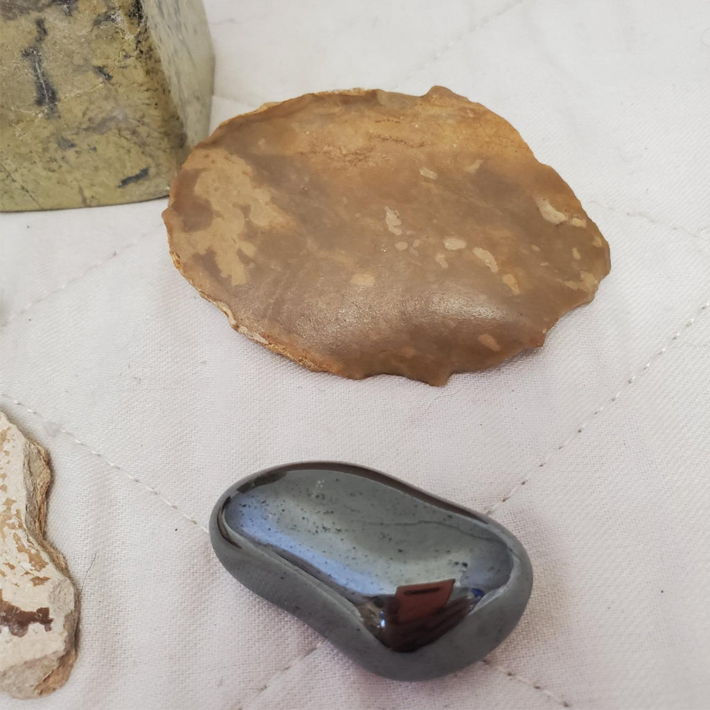 Collection of Connemara Marble, Petrified Wood, Hematite Stone & Other Stones