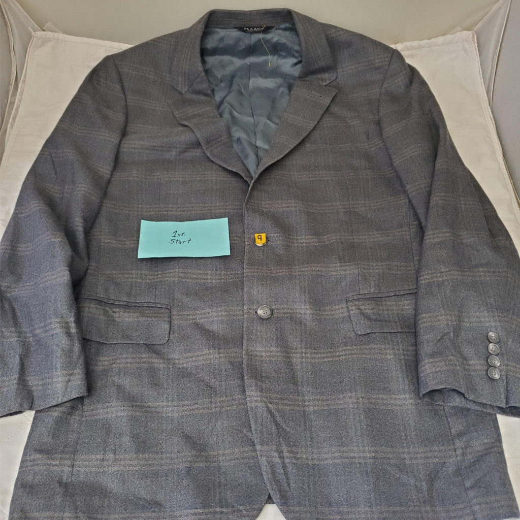 JOS A BANK Gray Cream Box Stripe Mens Wool Silk Blazer Sport Coat Jacket 43L