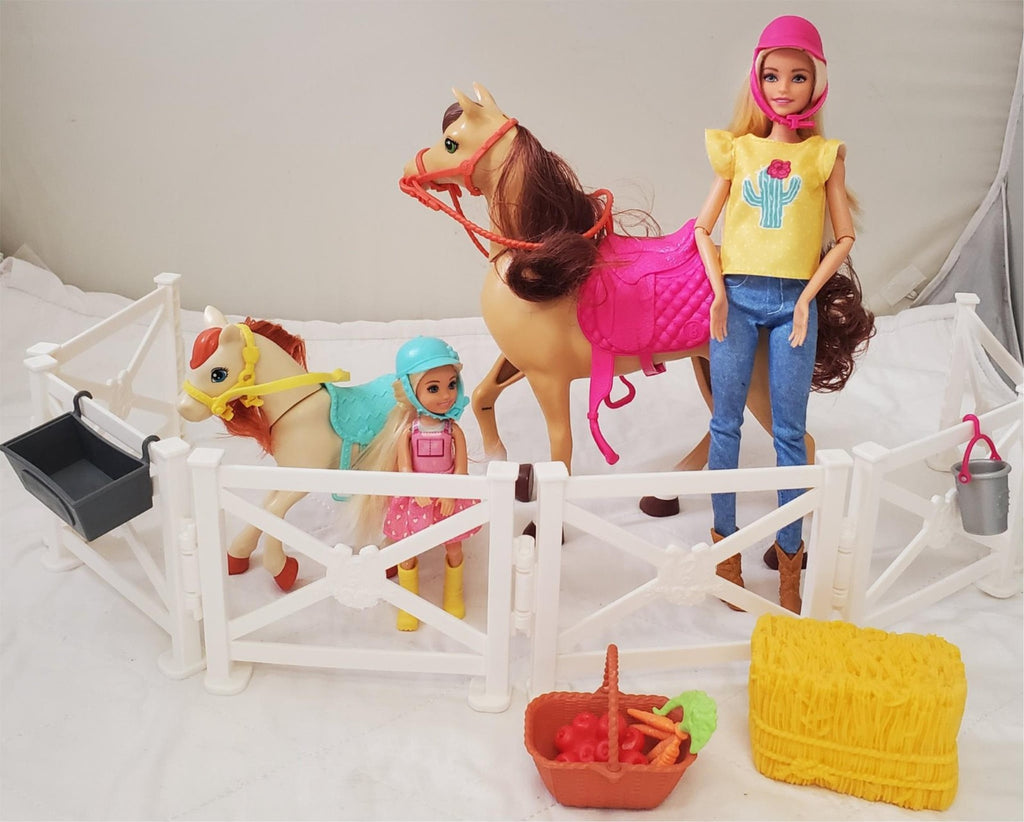 Mattel Barbie Hugs 'n Horses Barbie and Chelsea Blonde Playset #2 Tub