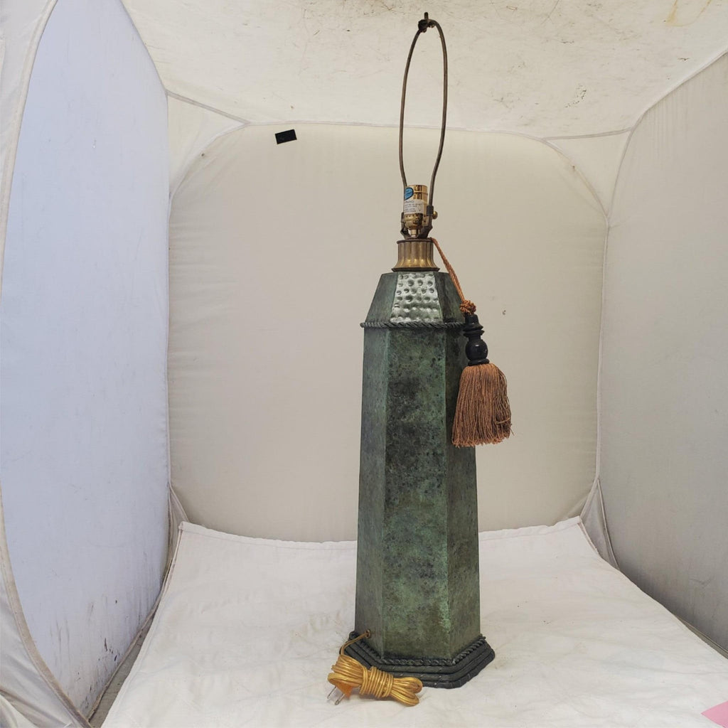 Vintage Brass Octagonal Canister Table Lamp A3