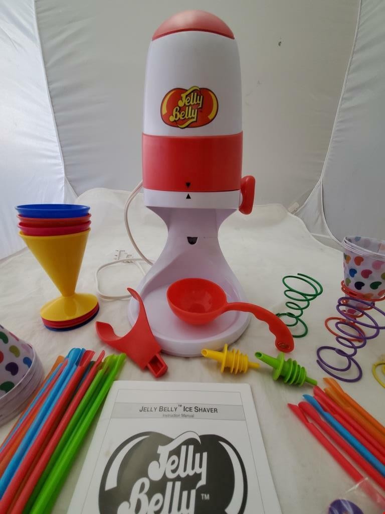 New! Jelly Belly Snow Cone Cups & Straws Decorating Kit Electric Ice Shaver