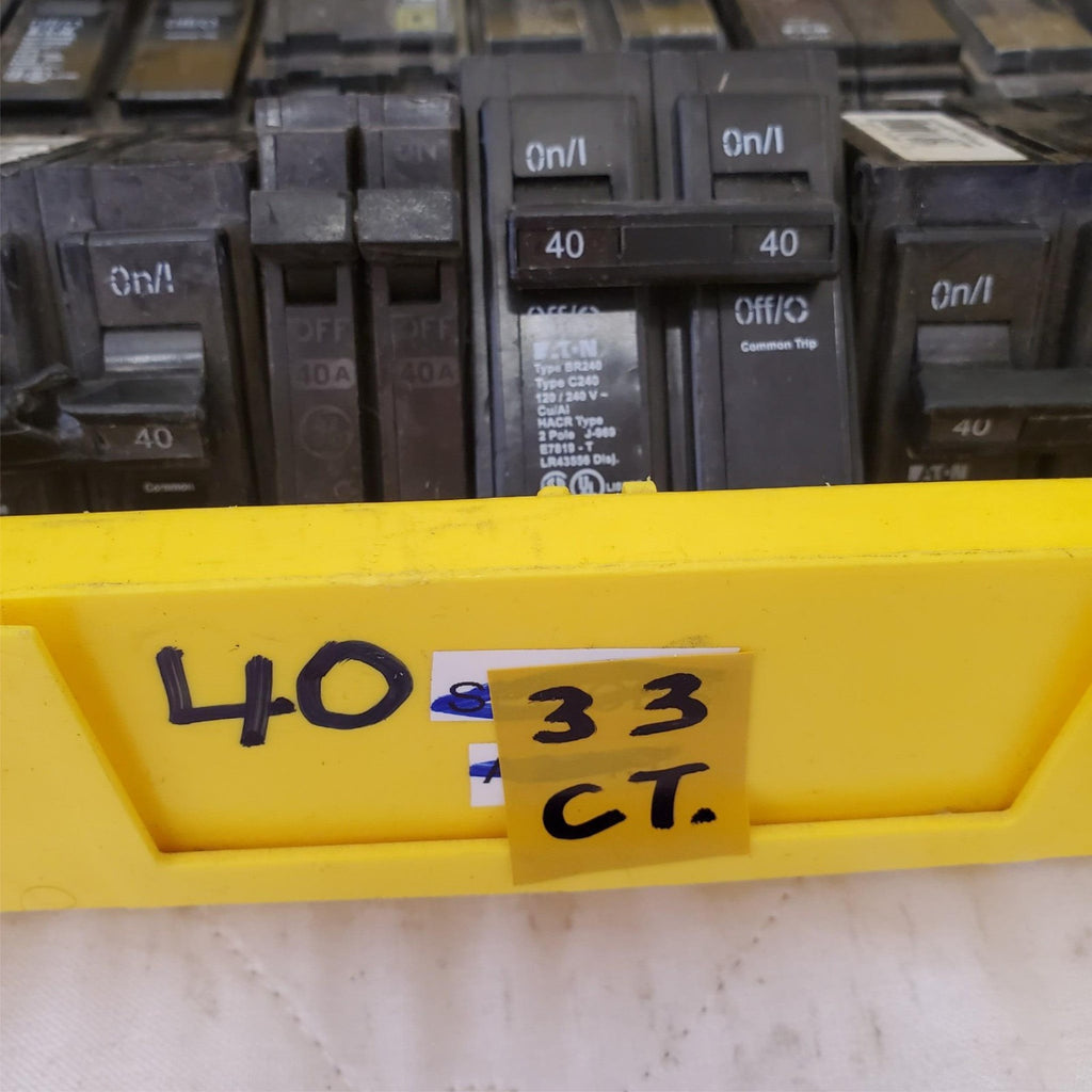 Large Lot of 33 Used Circuit Breakers Assorted #40