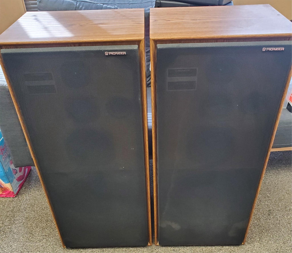 Pair Of Pioneer Colored Vinyl Laminated Wood Floor Speakers