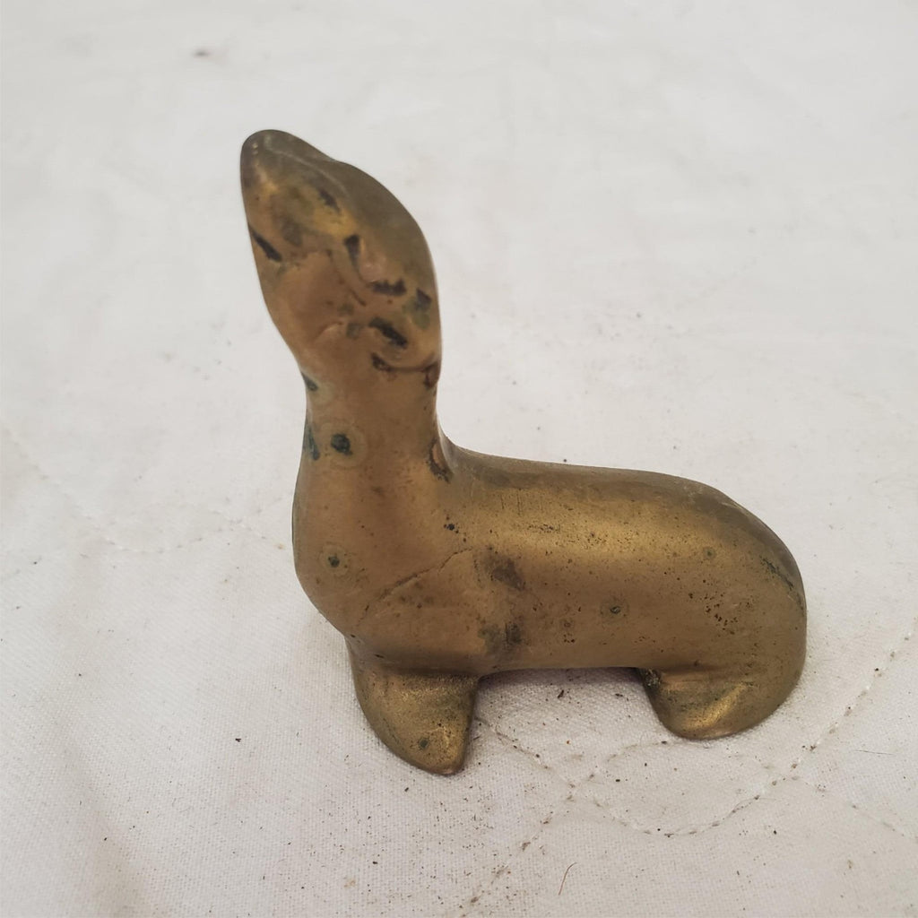 Vintage Brass Made in Taiwan Seal by Action Figure Figurine Paperweight