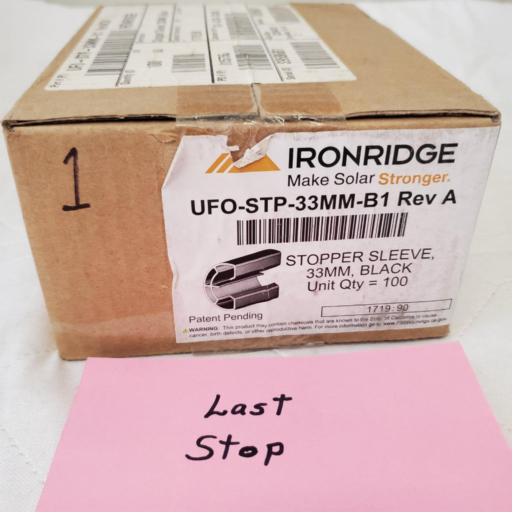 IronRidge Black Stopper Sleeves UFO-STP-33mm-B1 Rev A 100 Pieces
