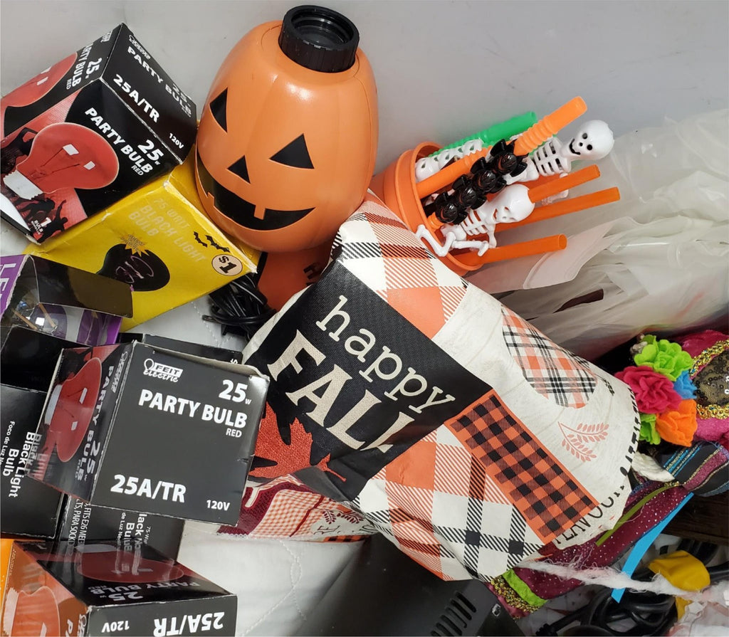 Halloween Decor Party Supplies bundle with Fog Machine Bulbs Goblets and Props