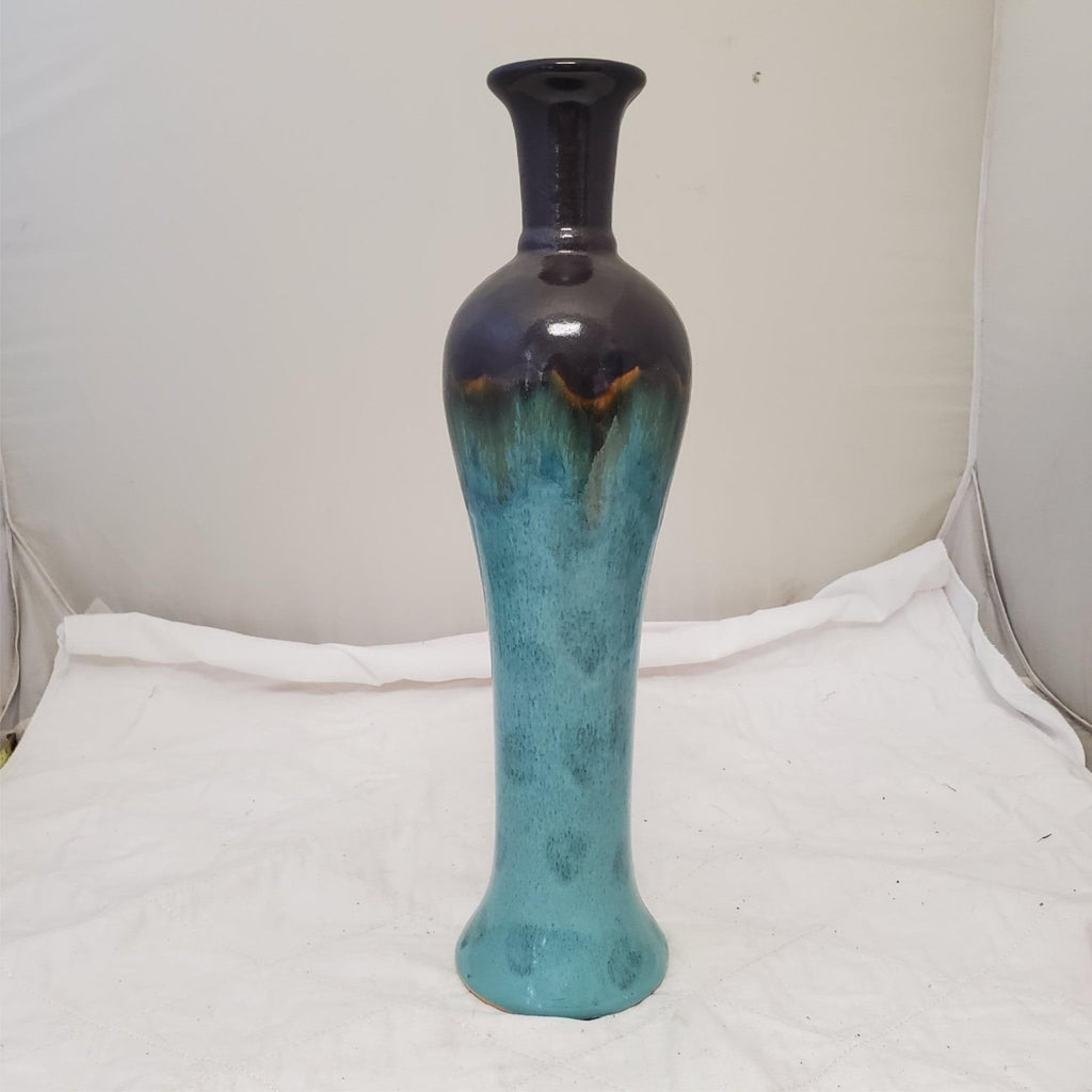 Chinese Jun Turquoise & Black Ceramic Vase