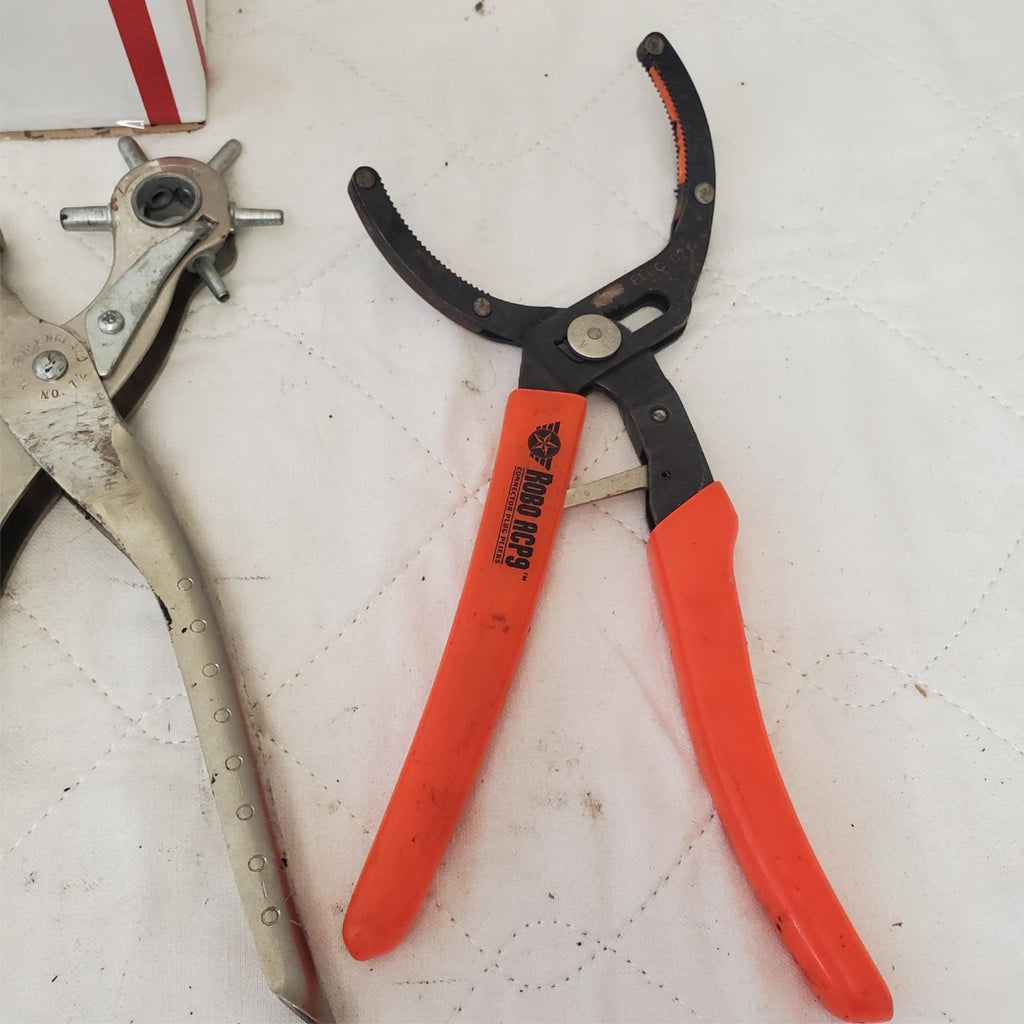 Lot of 3 Revolving Punch Pliers and Oil Filter Wrench Pliers Lot-214