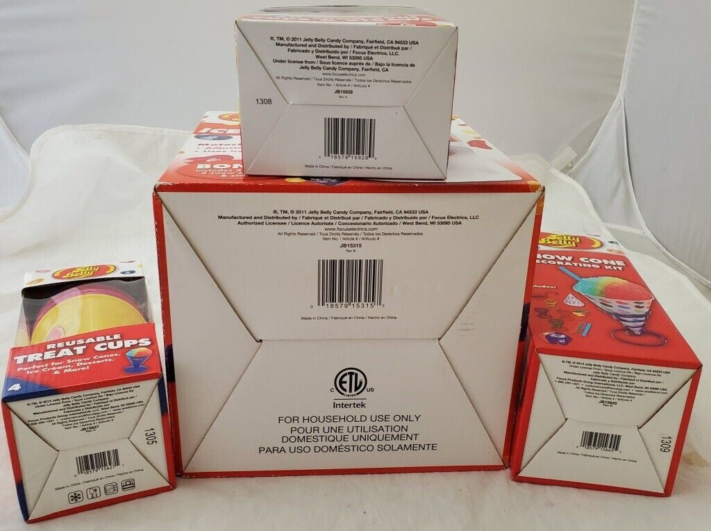 New! Jelly Belly Snow Cone Cups & Straws Decorating Kit Electric Ice Shaver