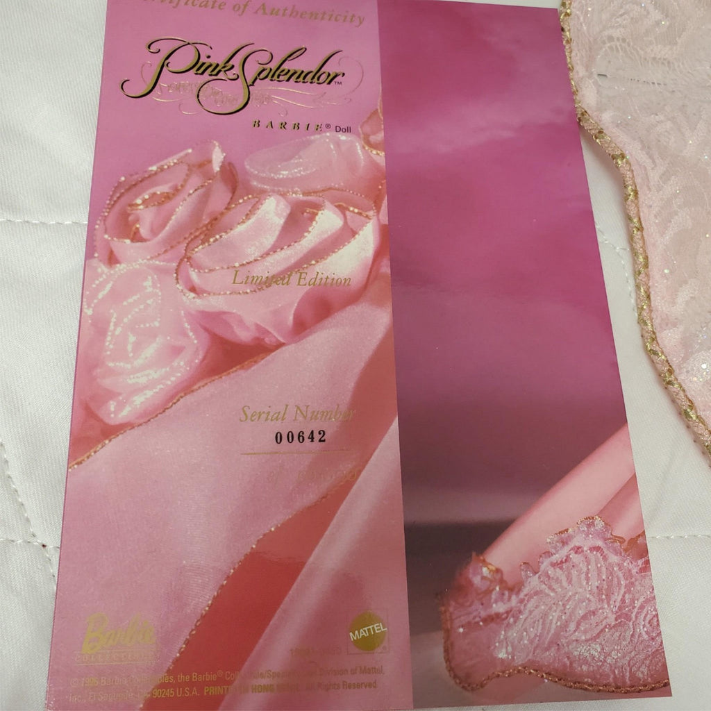 1996 Pink Splendor Barbie #00642 LE Mattel Gold Label Collector Doll