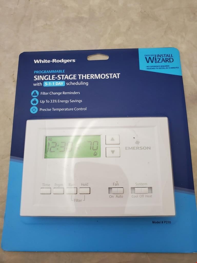 White-Rodgers Programmable Single Stage Thermostat with 5-1-1 Scheduling - #P210