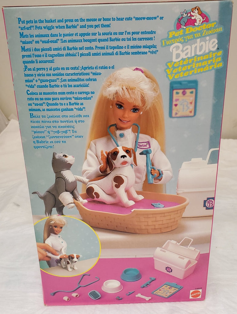 Vintage 1996 Barbie Pet Doctor accessories cat, dog, pet bed w/ sounds Mattel