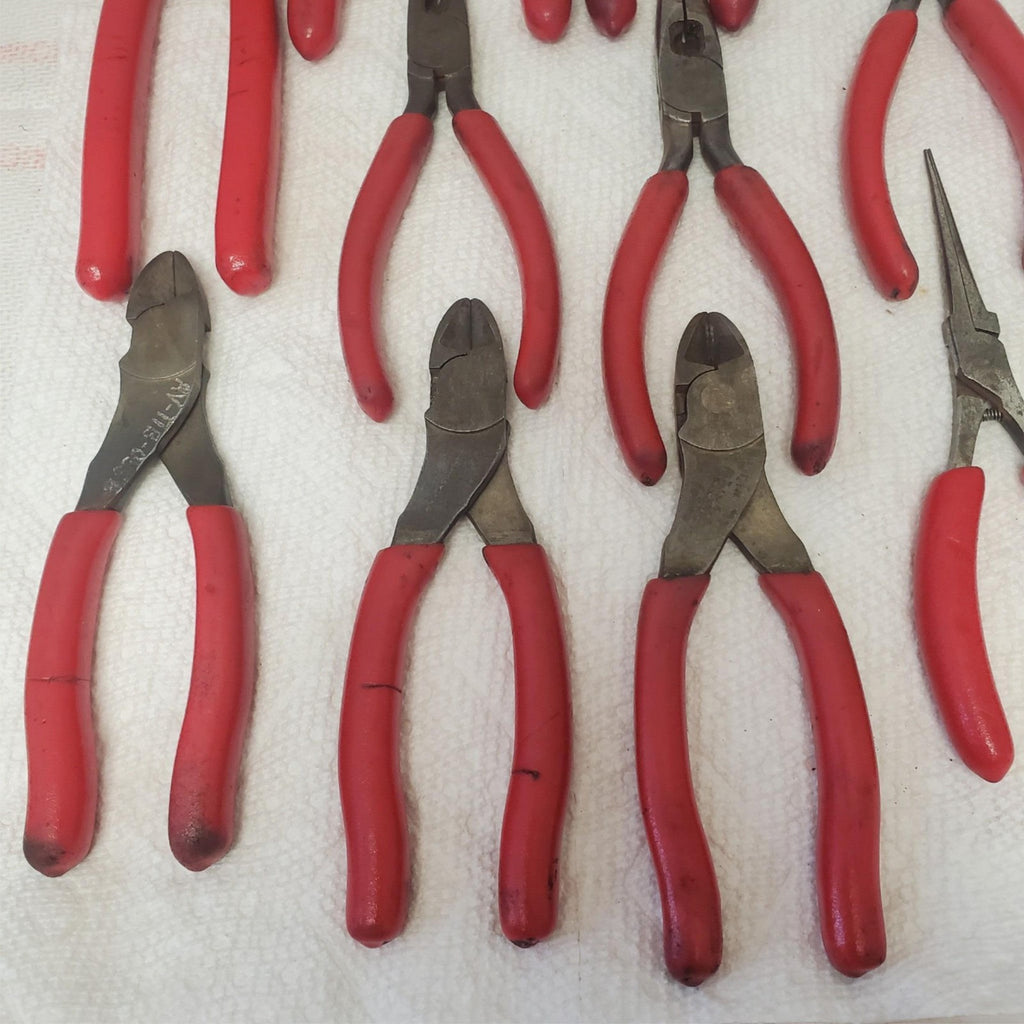 Lot of 10 Snap on Red Handle Pliers Mixed Types Professional Tools LOT-812