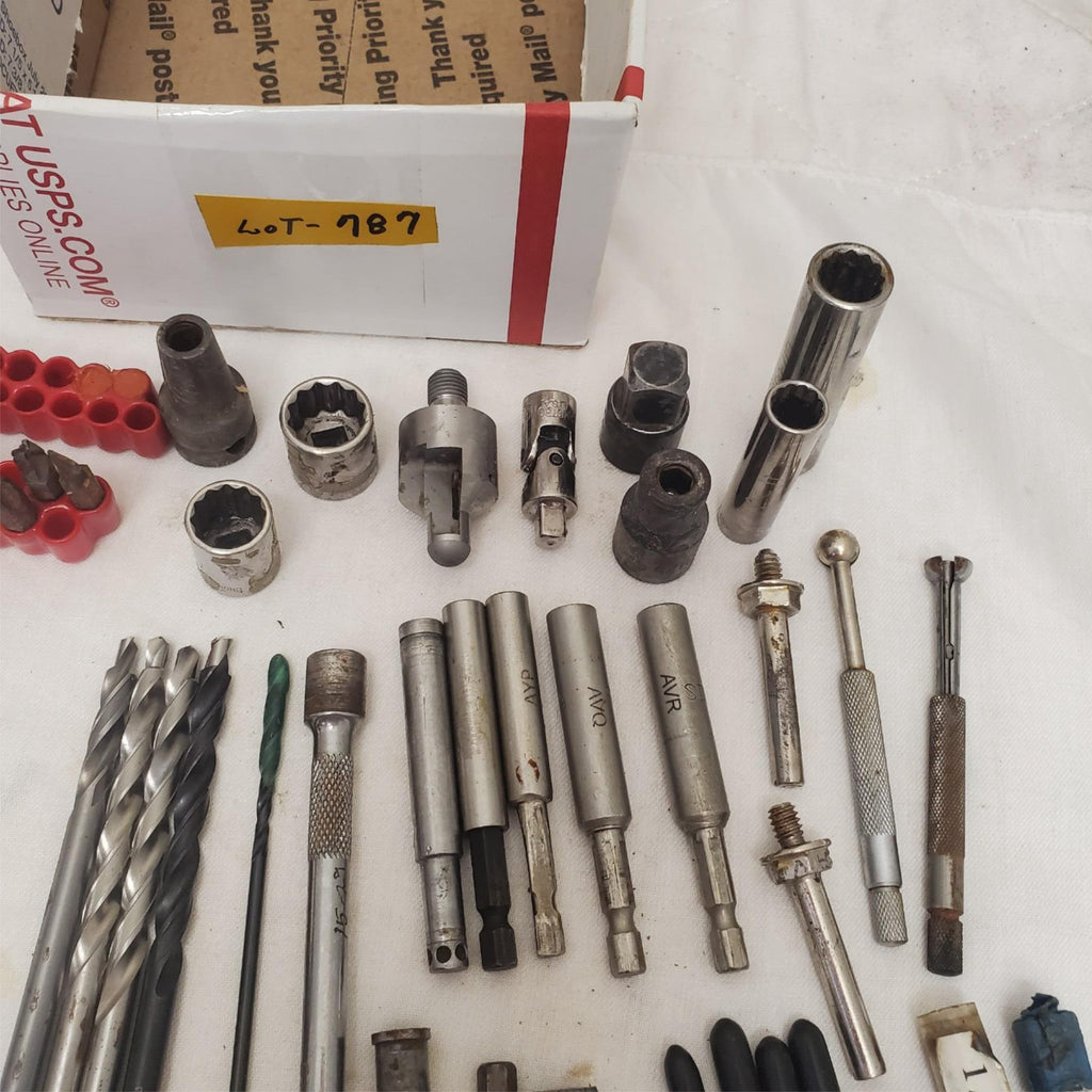 Mixed Lot of Metalworking Tools with Clamps Drill Bits & Socket Adapters LOT-787