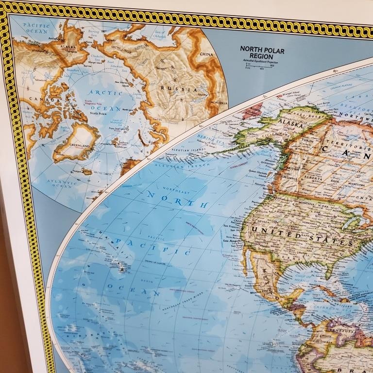National Geographic Society THE WORLD MAP Physical Political 1994 43 x 30 inches