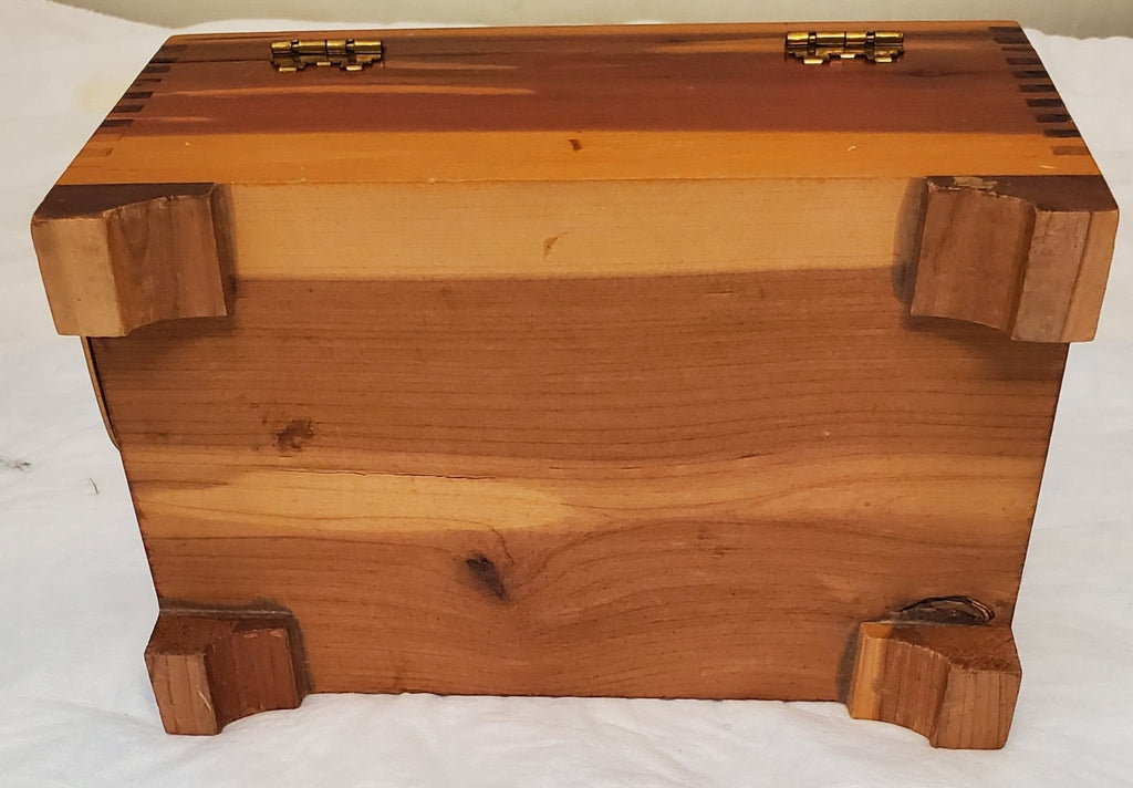 Vintage Cedar Wood Trinket Keepsake Box Dovetail Hope Chest Brass Hinges