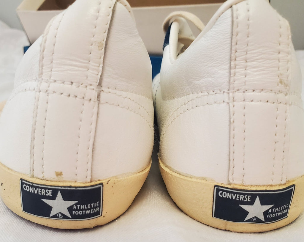 Vintage Women’s White Navy LTO Leather Converse Tennis Shoes Size 8.5M
