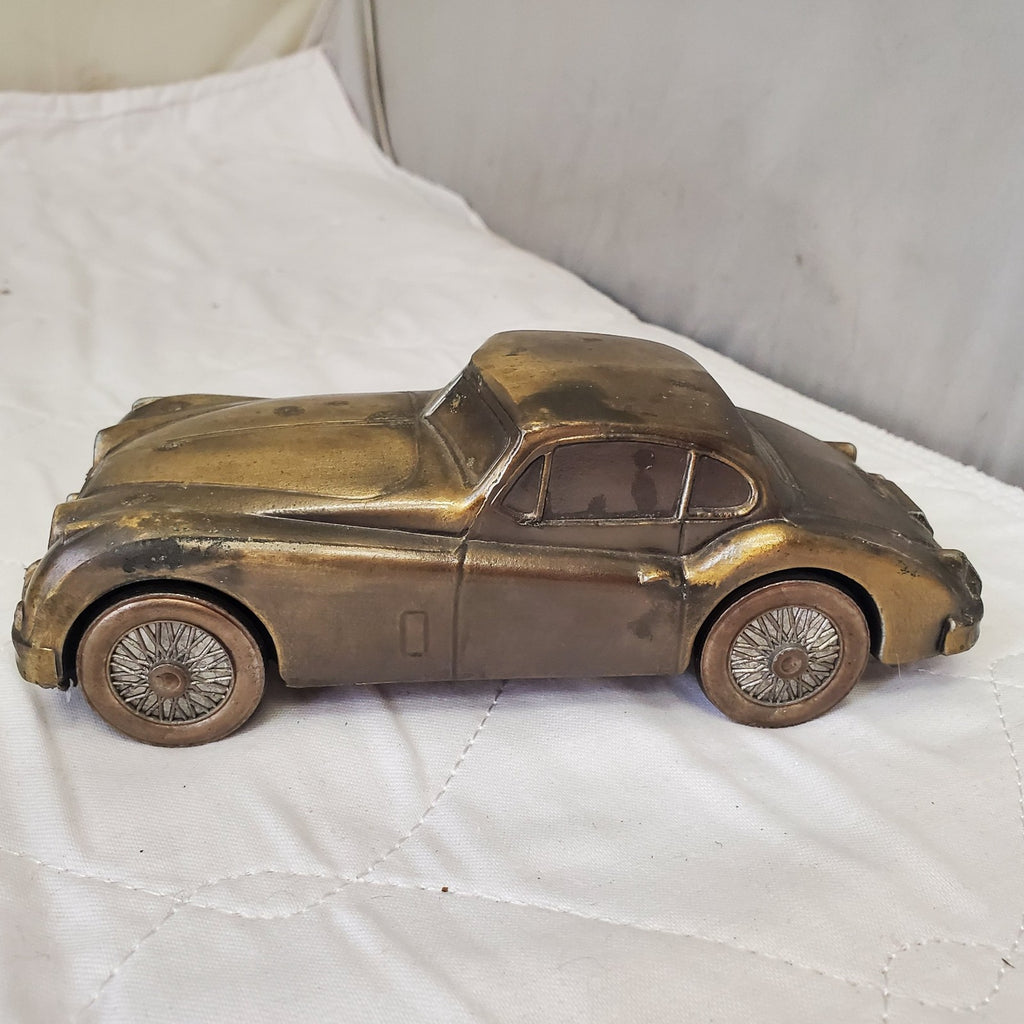 Vintage 1955 Banthrico Inc. Jaguar Cast Metal Car Coin Bank