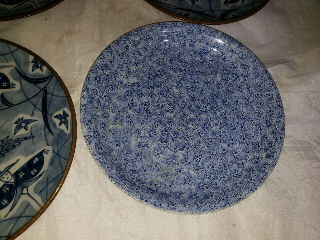 4 Saucer & Plate Blue & White Floral Pattern Delft-Blauw Hand painted Plate
