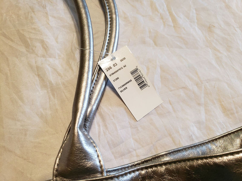 Used Saks Fifth Avenue Silver Color Tote Women Bag & Handbag.