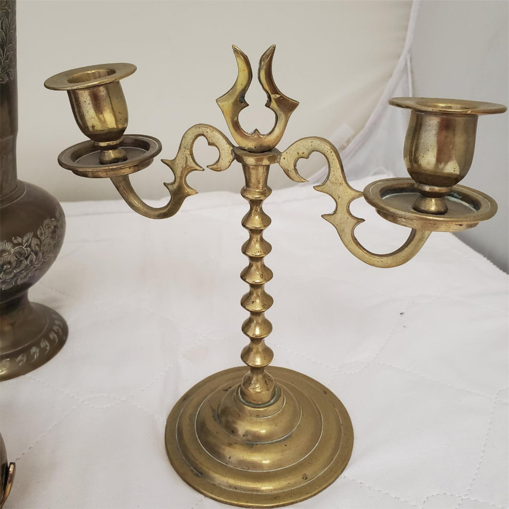 Antique Brass Vase and Baldwin Vintage Solid Brass