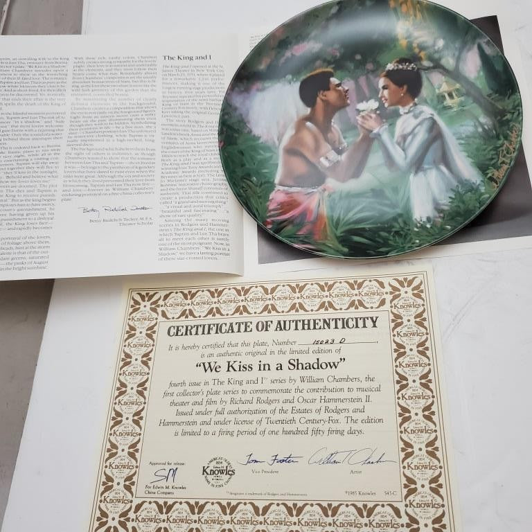 Knowles Collectors Plate We Kiss in a Shadow, Getting to Know You Shall We Dance