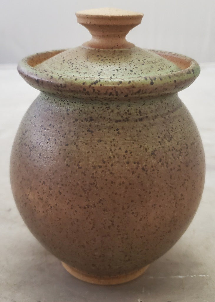 Yoni'y Ceramic Covered Pot Vase Brown and Green