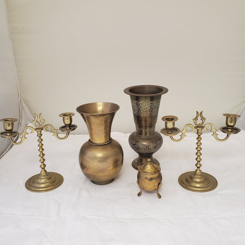 Antique Brass Vase and Baldwin Vintage Solid Brass
