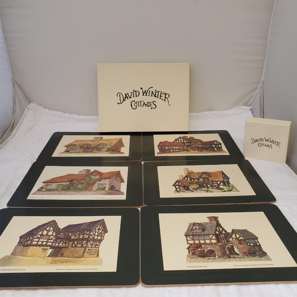 David Winters Cottages Table Mats & Coasters Set of 6 Cork Back