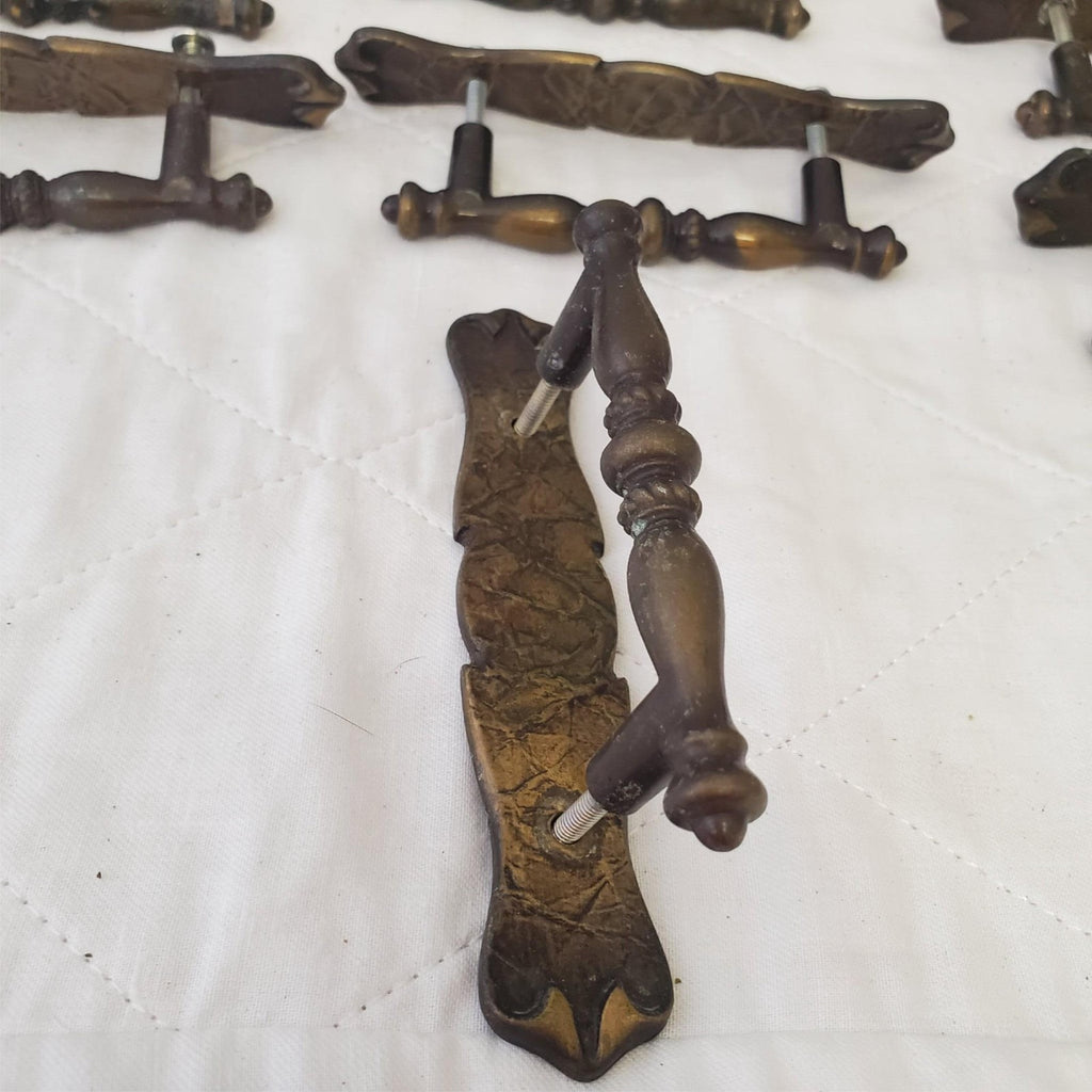 Lot of 10 Vintage Brass Amerock Carriage Cabinet Drawer Pulls w/ Back Plates #4