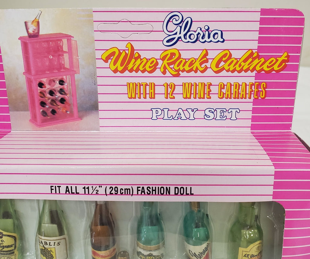 Gloria Wine Rack Cabinet with 12 Wine Carafes Play Set