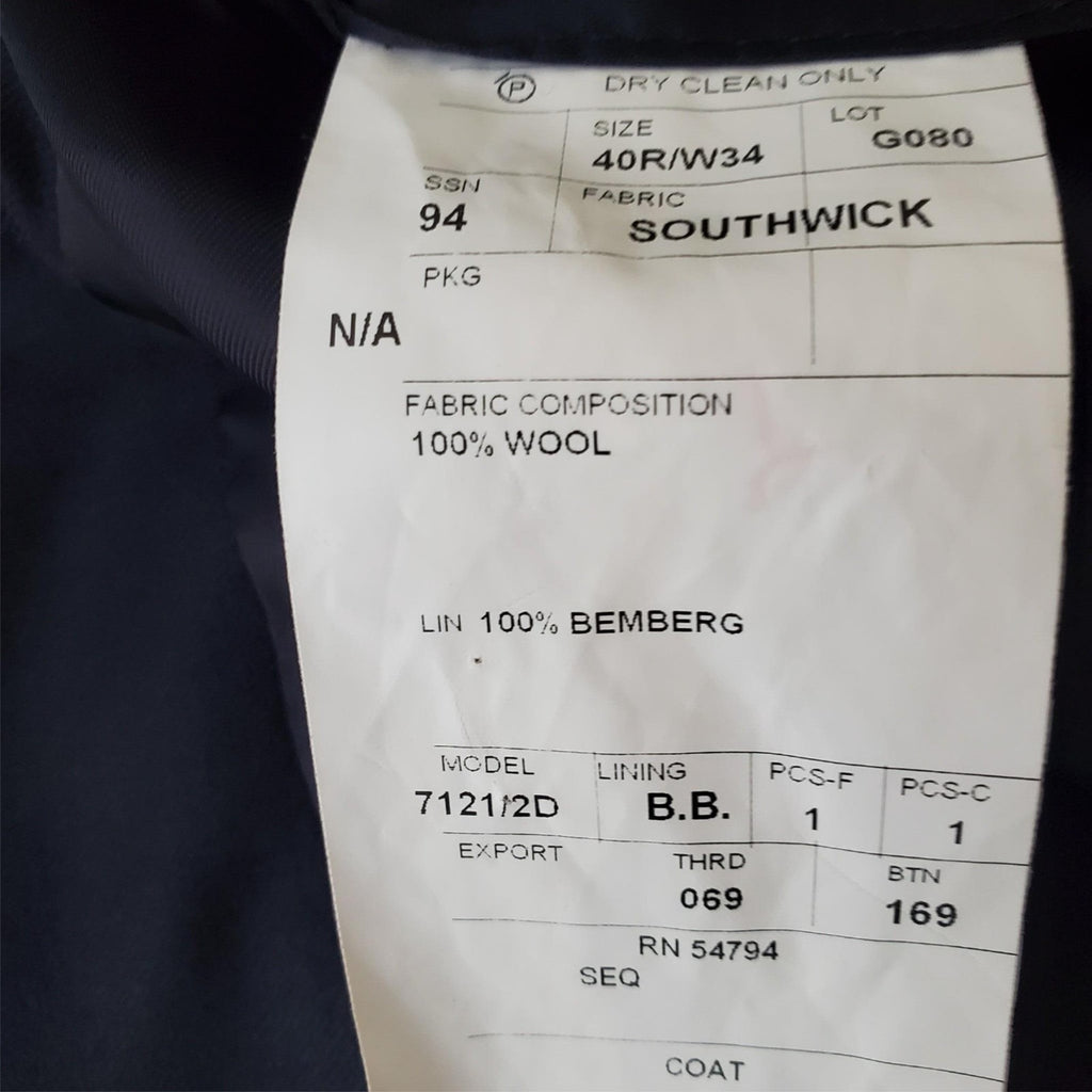 Southwick Bruce Baird Wool Blazer Sport Coat Size 40R/W34