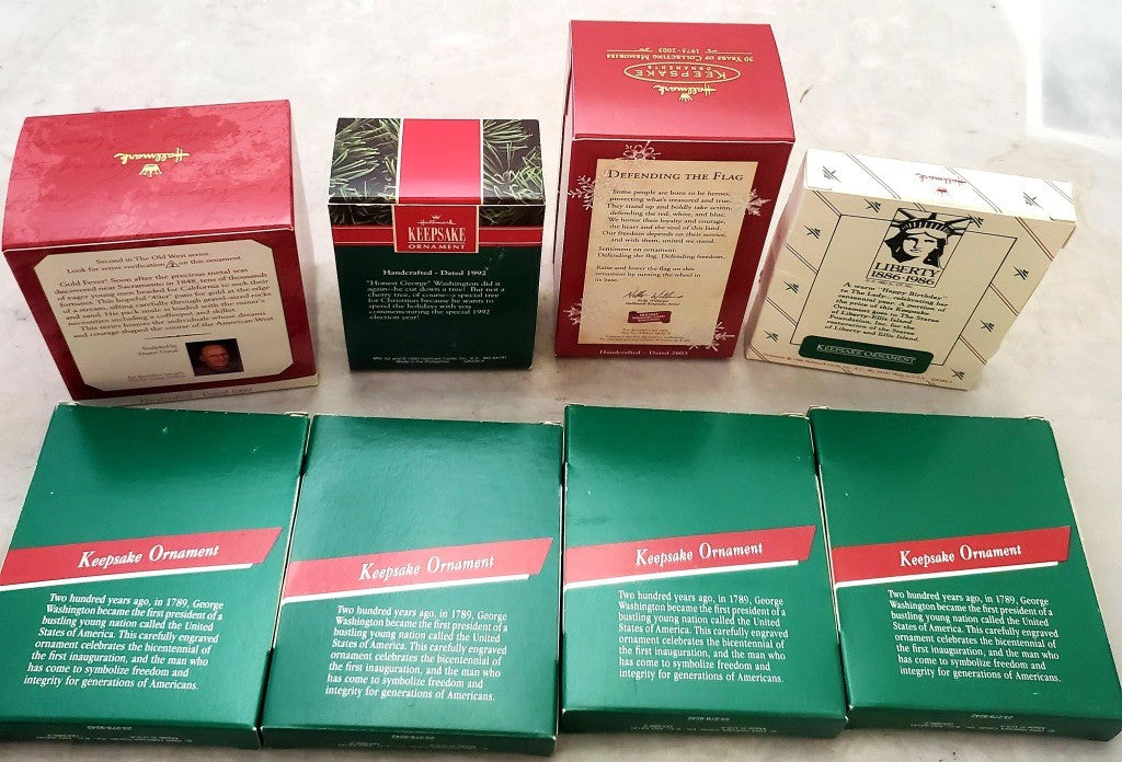 8 Hallmark Keepsake Defending the Flag Honest George, Prospector & More Ornament