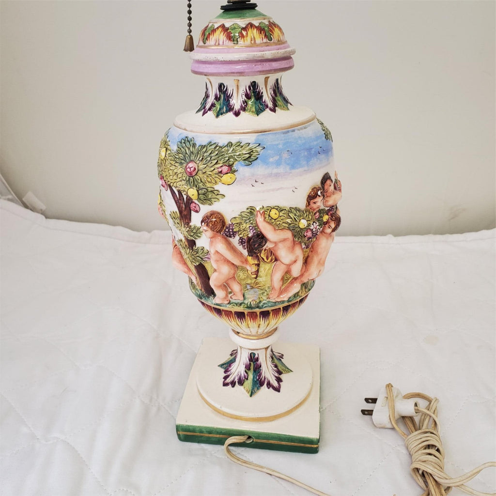 Vintage Antique Painted Italian Table Lamp