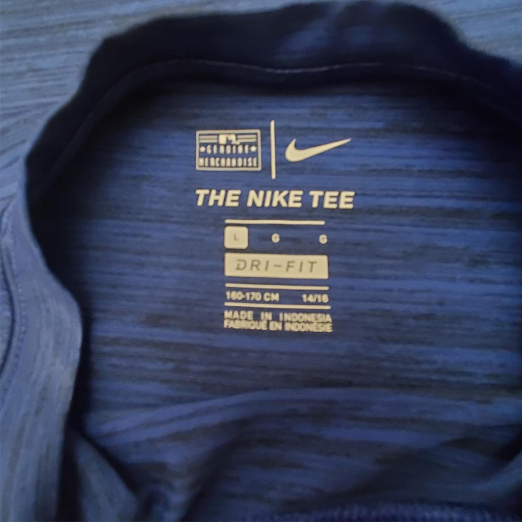 Vintage Used Nike Chicago Cubs Baseball DRI-FIT Blue T-Shirt Size