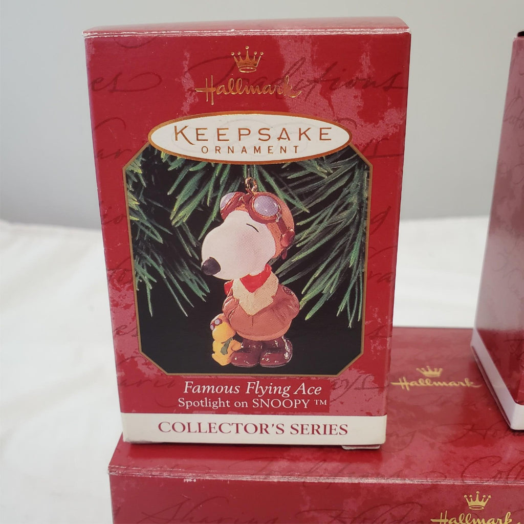 Lot of Hallmark Keepsake Spotlight on Snoopy & Woodstock On Doghouse Ornaments