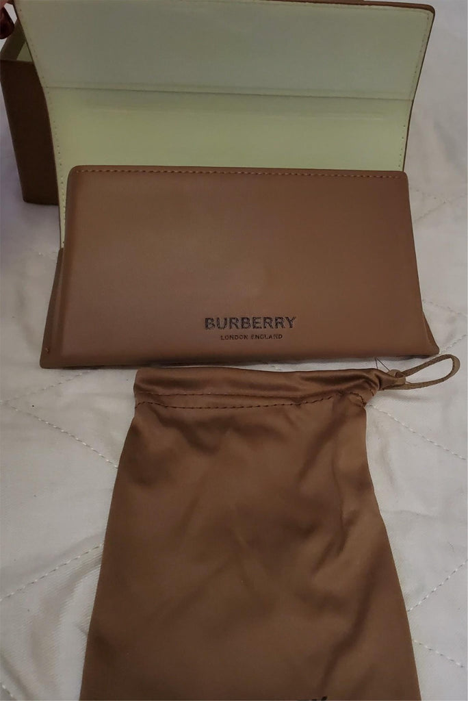Burberry Brown Leather Sunglasses Case with Microfiber Cloth