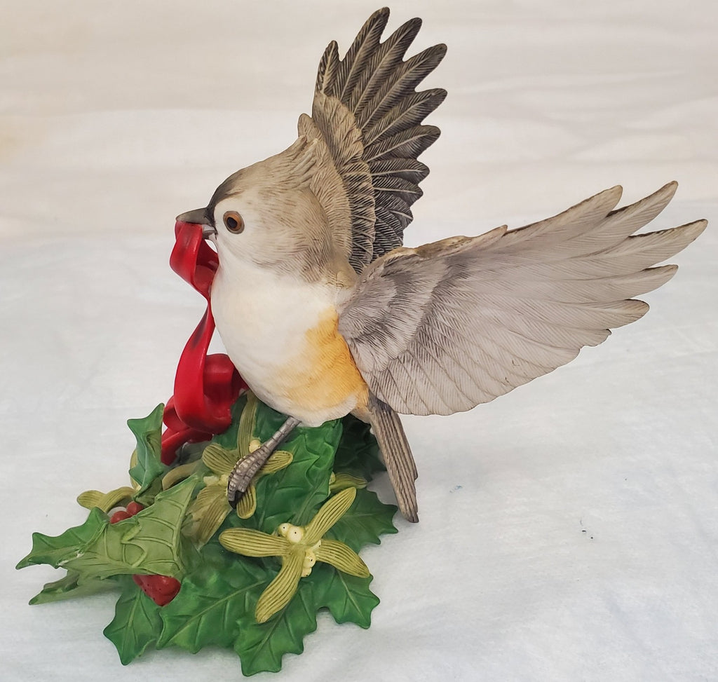 Lenox 1999 Christmas Tufted Titmouse Porcelain Bird Figurine Holiday Decor