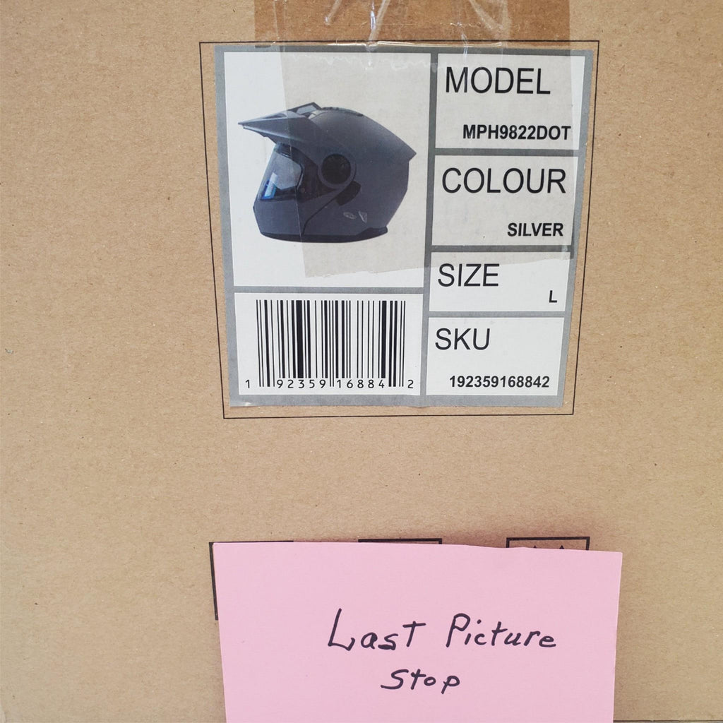 Milwaukee Helmets Silver MPH9822DOT Dual Sport Motorcycle Helmet Size L