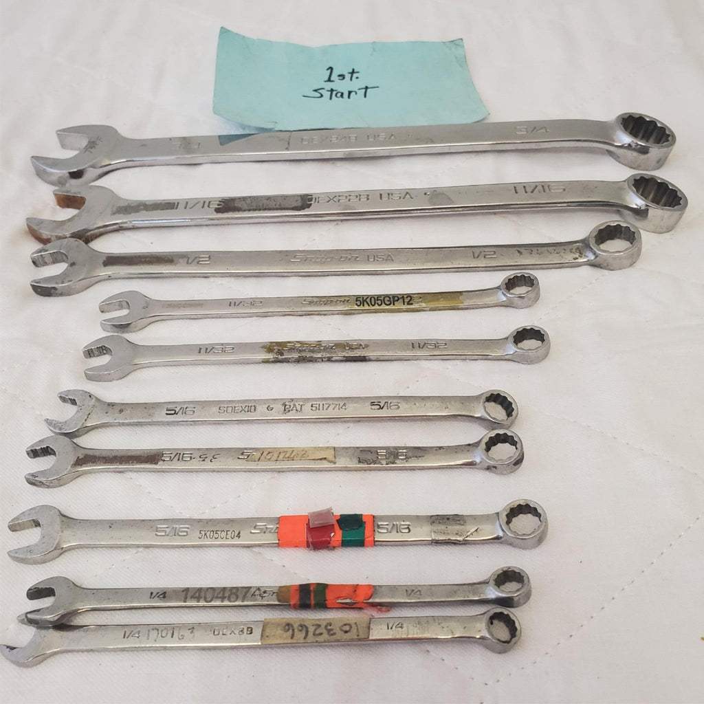 Snap On Tools 10 Pc SAE 12 Point Combination Wrench Set - Lot 405