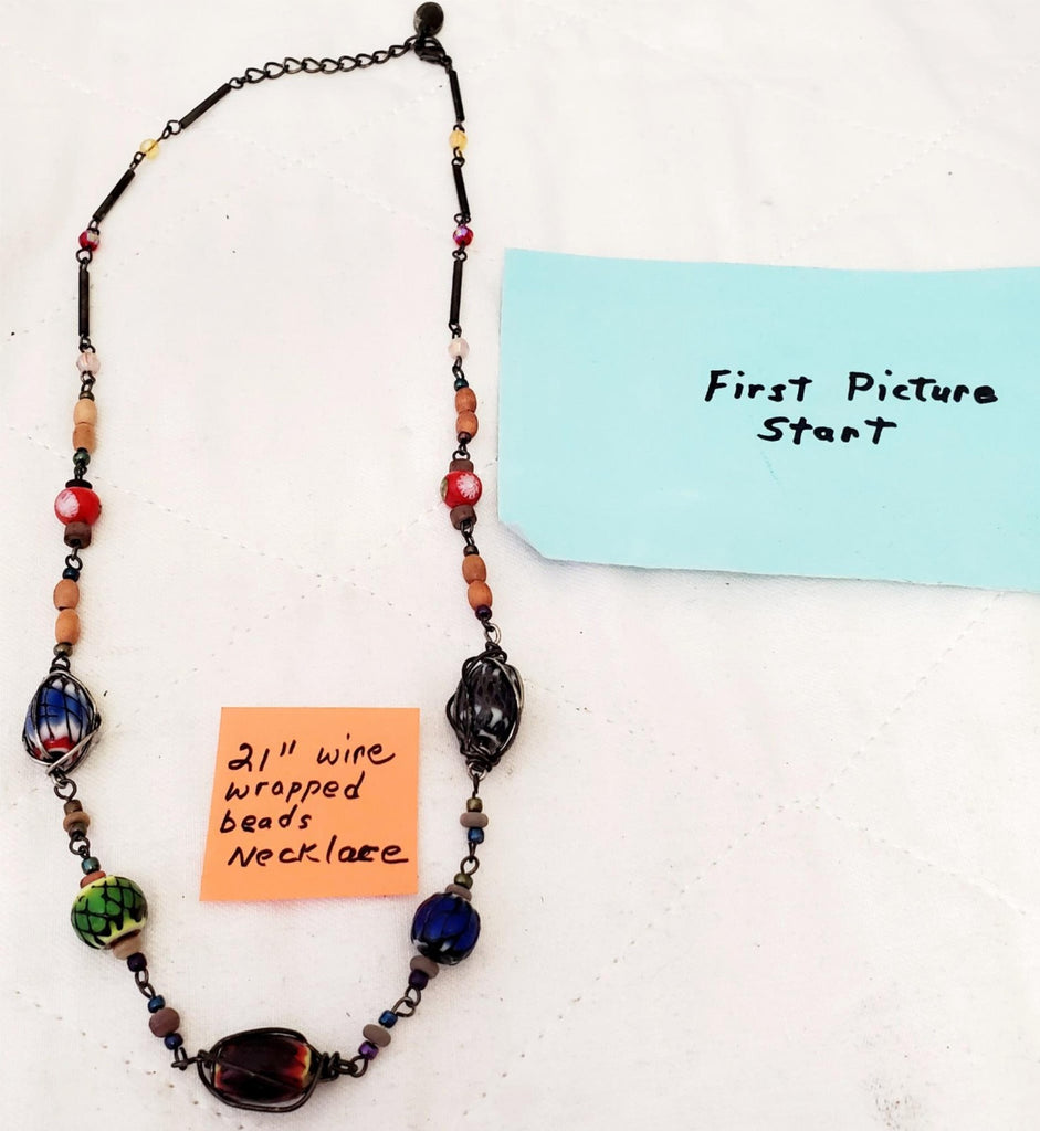 21" Wire Wrapped Beads Necklace