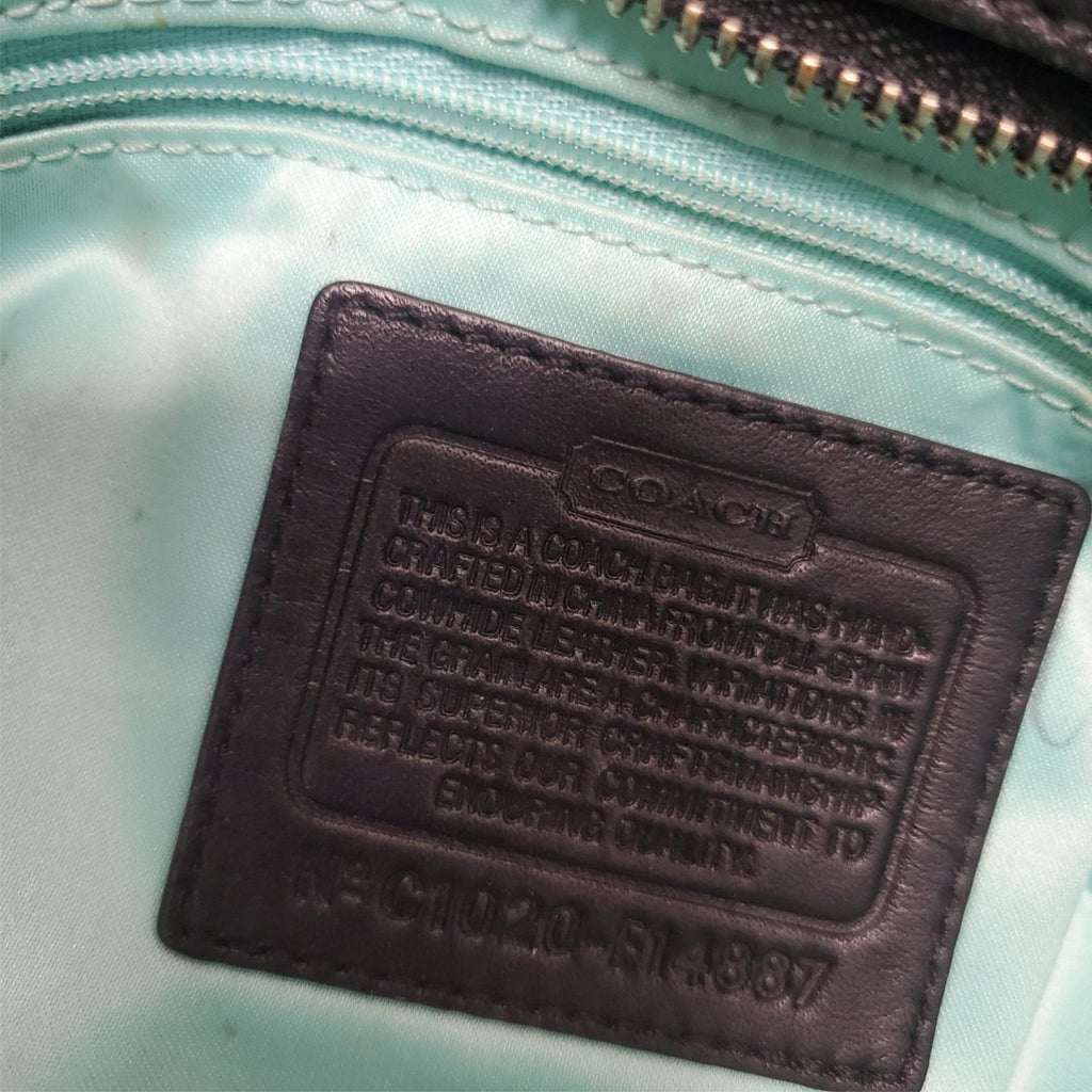 Coach Black Leather with Patent Leather Trim and Bright Blue Liner